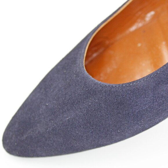 Aquatalia ‘Pasha’ Blue Suede Weatherproof Classic Block Heel Pump - Picture 9 of 11